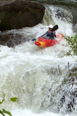 Risa Shimoda runs Bear Creek Falls. Photo: Alexa Hinson